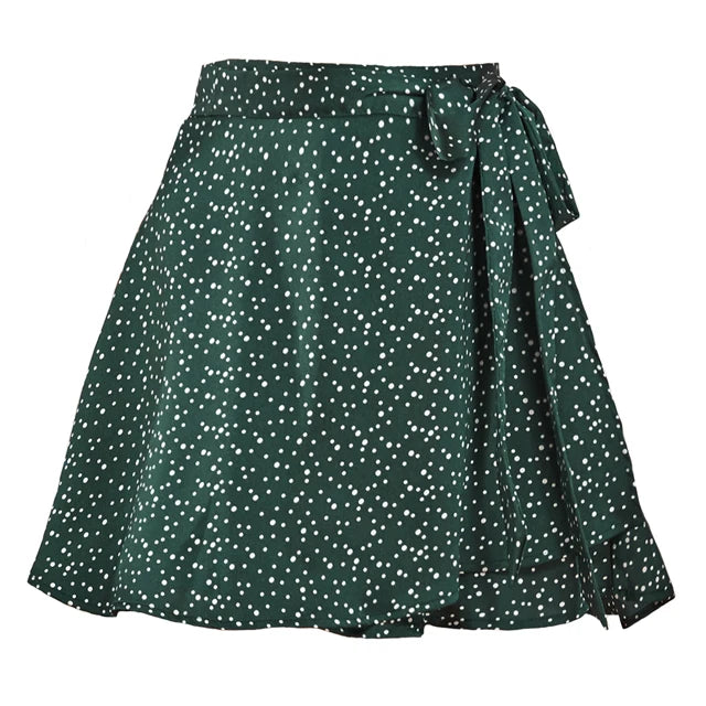 Women skirt Summer High Waist Lace-up Loose Casual Chiffon Satin Mini Skirt Solid Color Korean Fashion Club Black Short Skirts